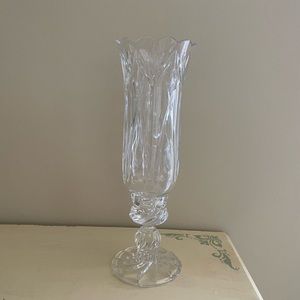 Tall cut glass candle holder- like new!